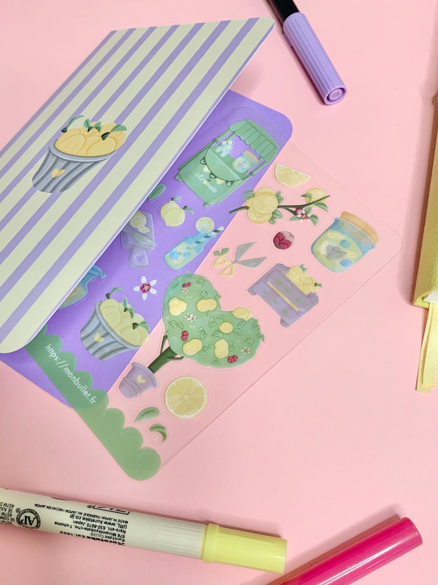 Feuille d’autocollants / stickers mat « Sooo lemony » ( bullet ,journaling , déco , scrap , …etc)
