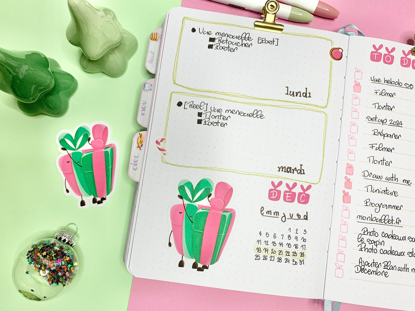 Die-cut / Autocollant/sticker mat cadeaux stylistes ( bullet ,journaling , déco , scrap , …etc)
