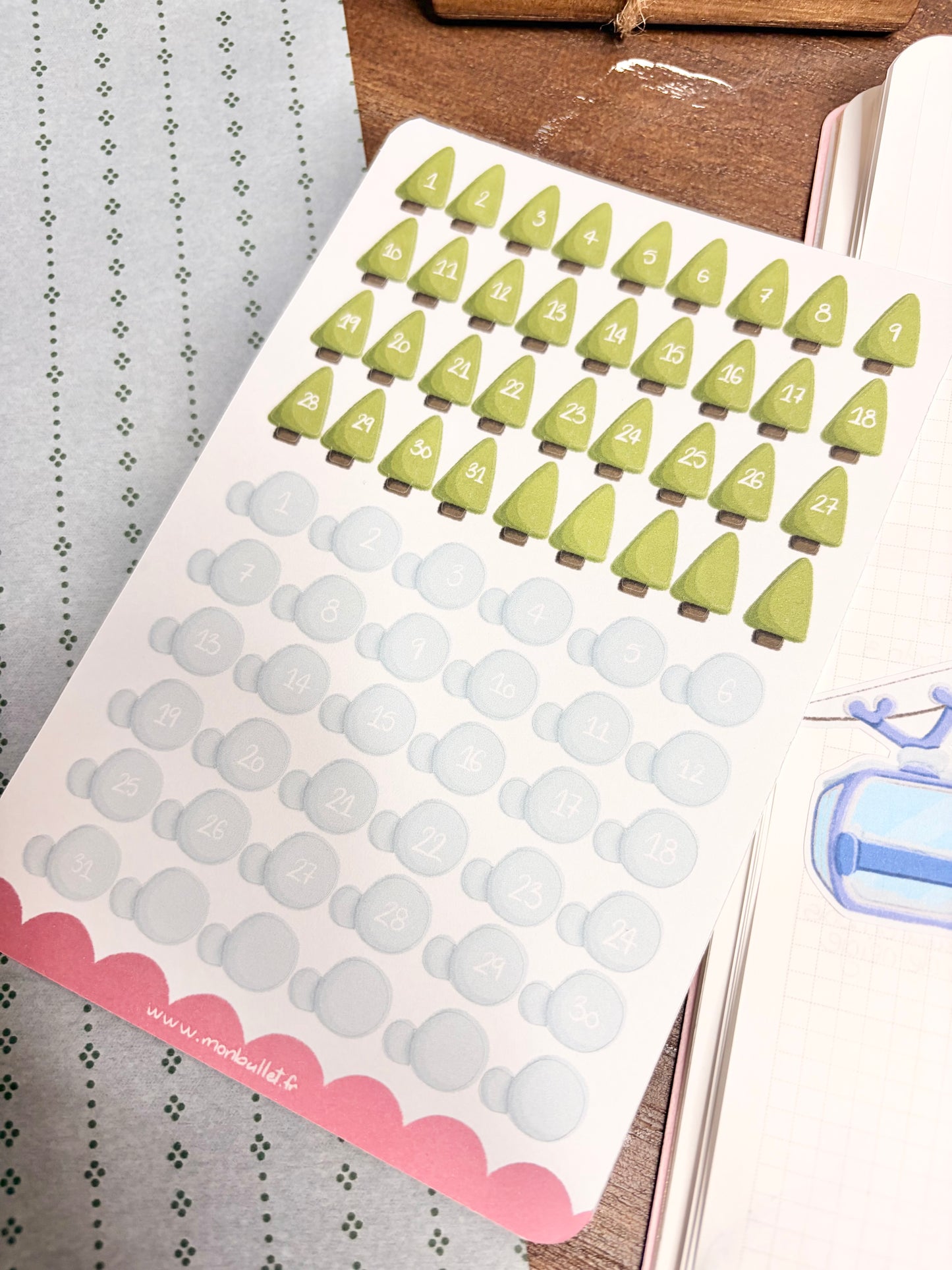 Feuille d’autocollants / stickers numéros mat « Ski » ( bullet ,journaling , déco , scrap , …etc)