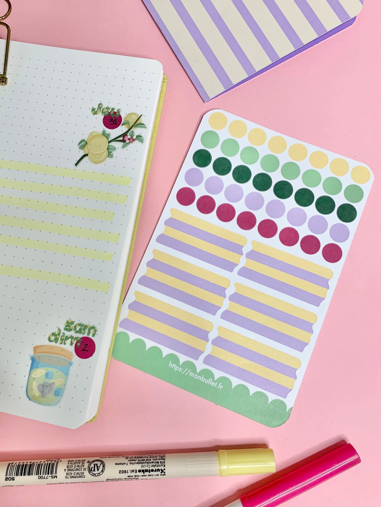 Feuille d’autocollants / stickers ronds « Soooo lemony » ( bullet ,journaling , déco , scrap , …etc)