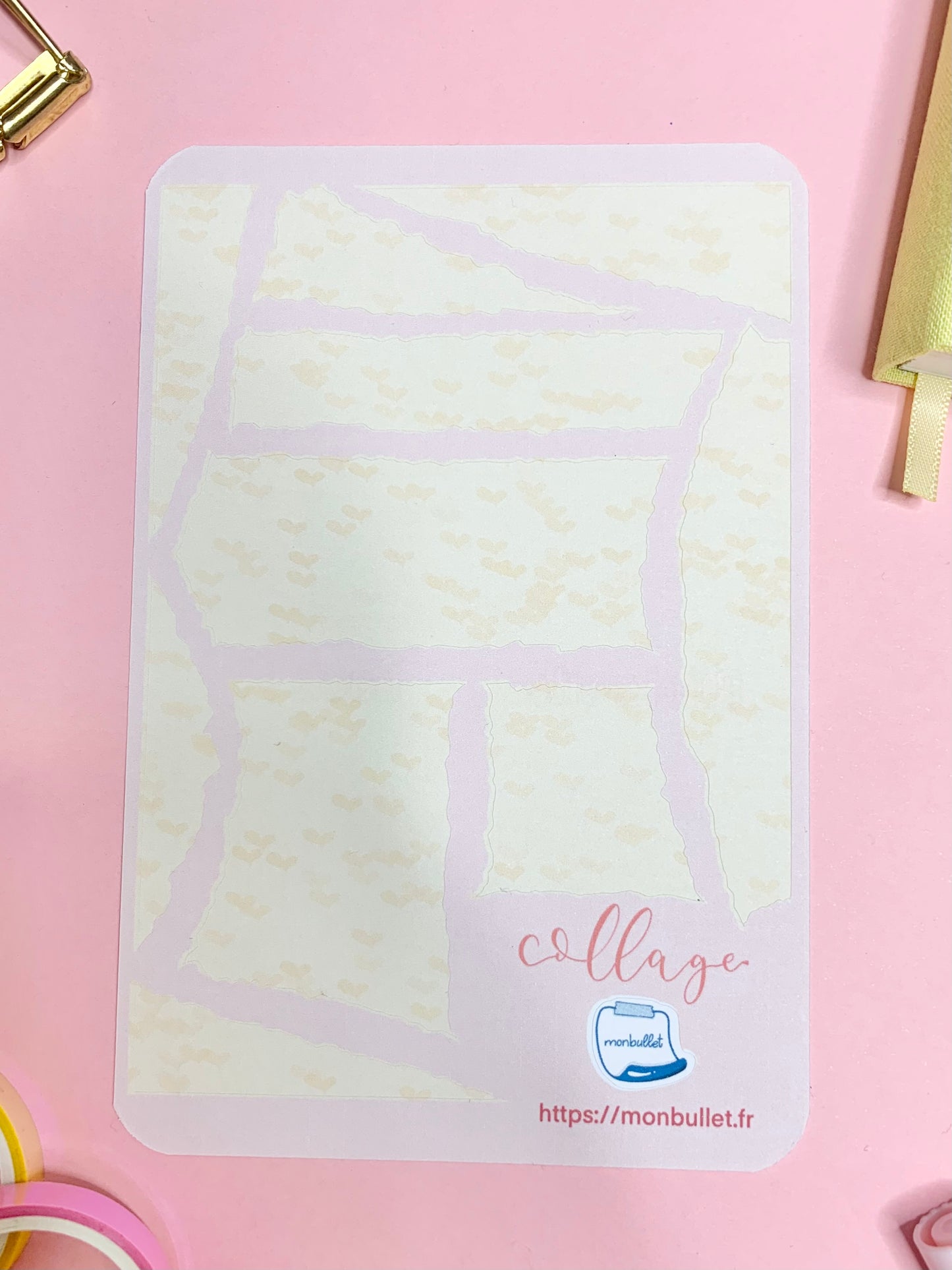 Planche d’atocollant / stickers feuilles déchirées / collage mat jaune « Valentin’s day » ( bullet ,journaling , déco , scrap , …etc)