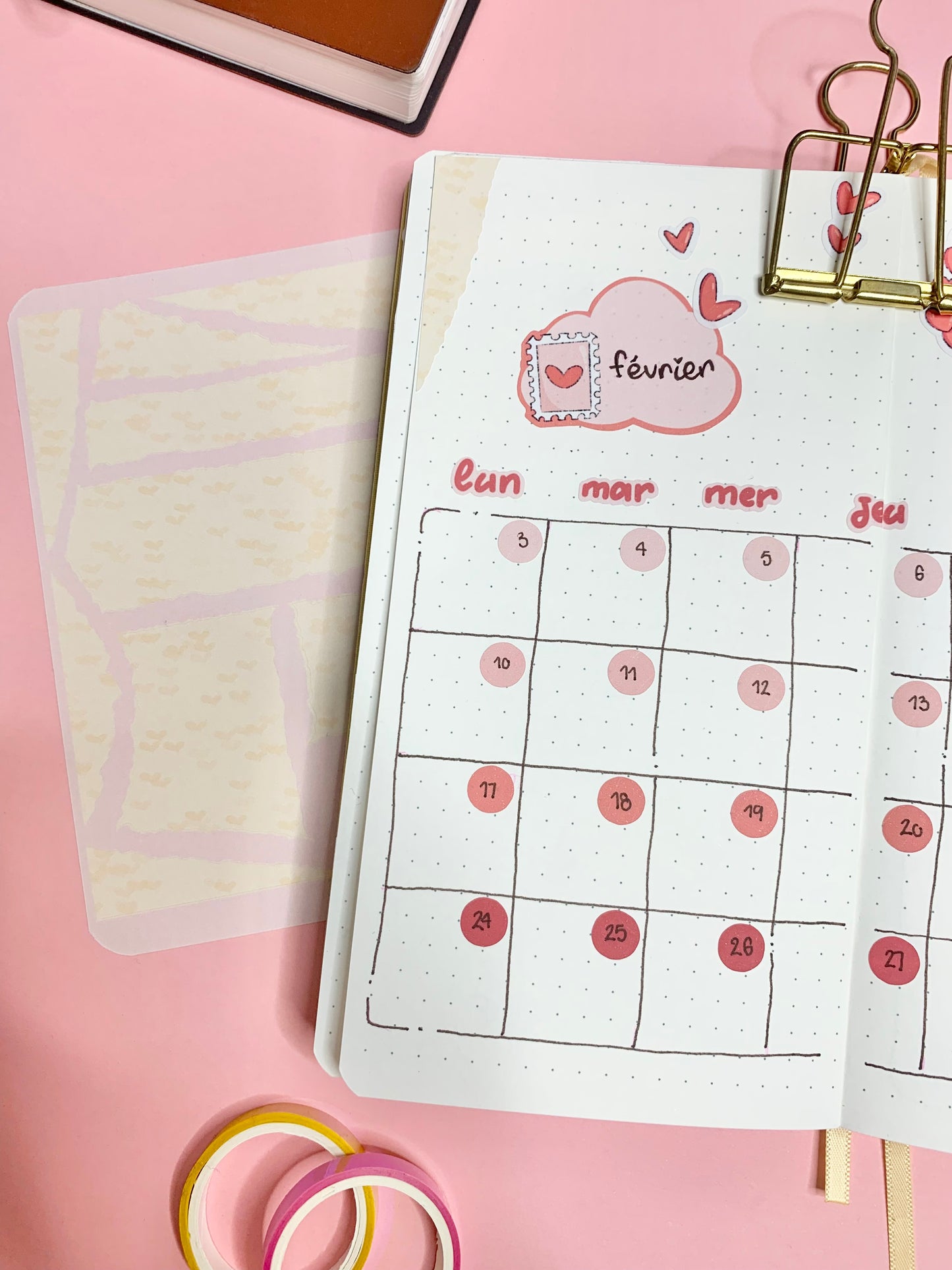 Planche d’atocollant / stickers feuilles déchirées / collage mat jaune « Valentin’s day » ( bullet ,journaling , déco , scrap , …etc)