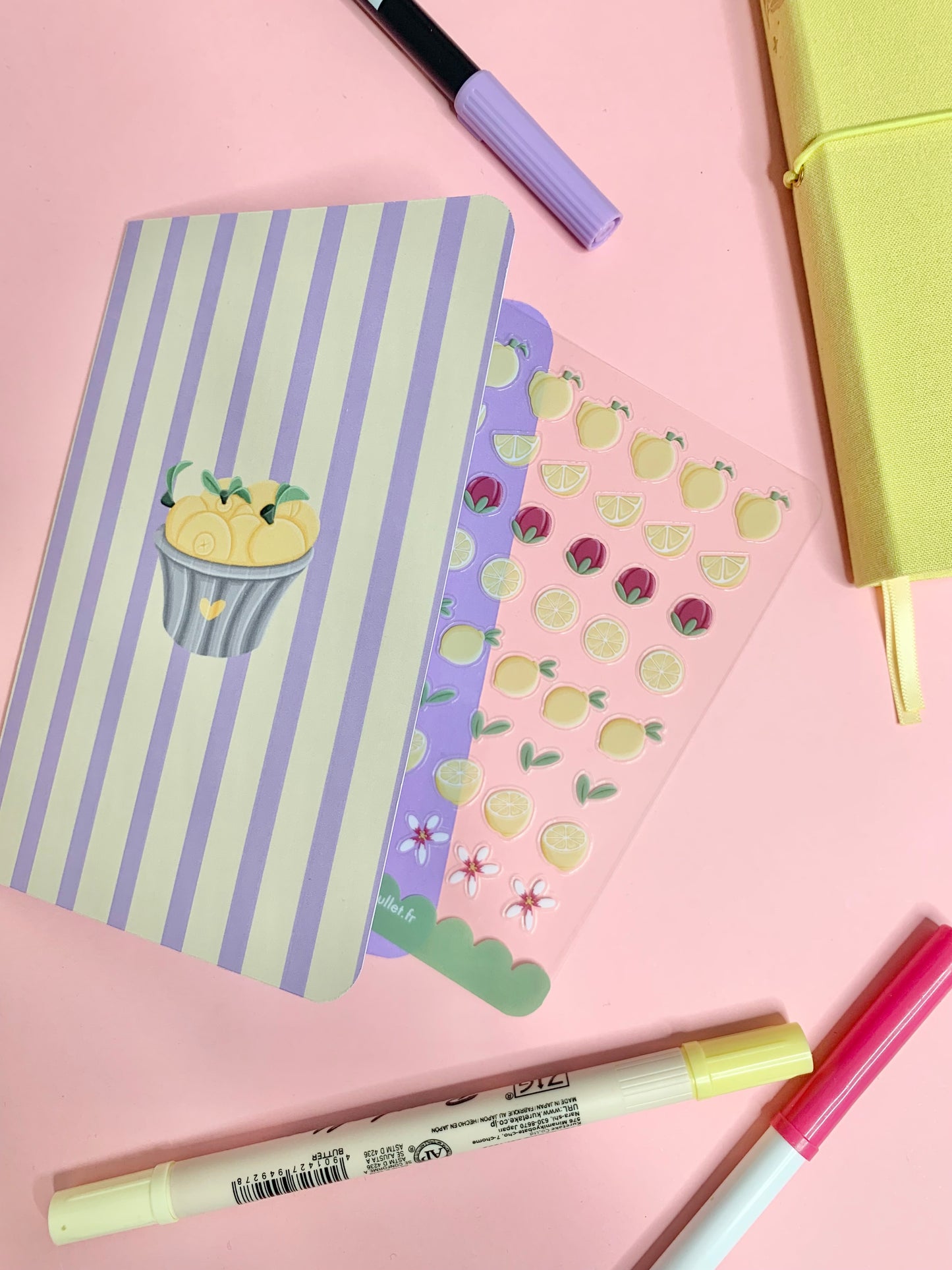 Feuille d’autocollants / stickers mat « Sooo lemony » ( bullet ,journaling , déco , scrap , …etc)