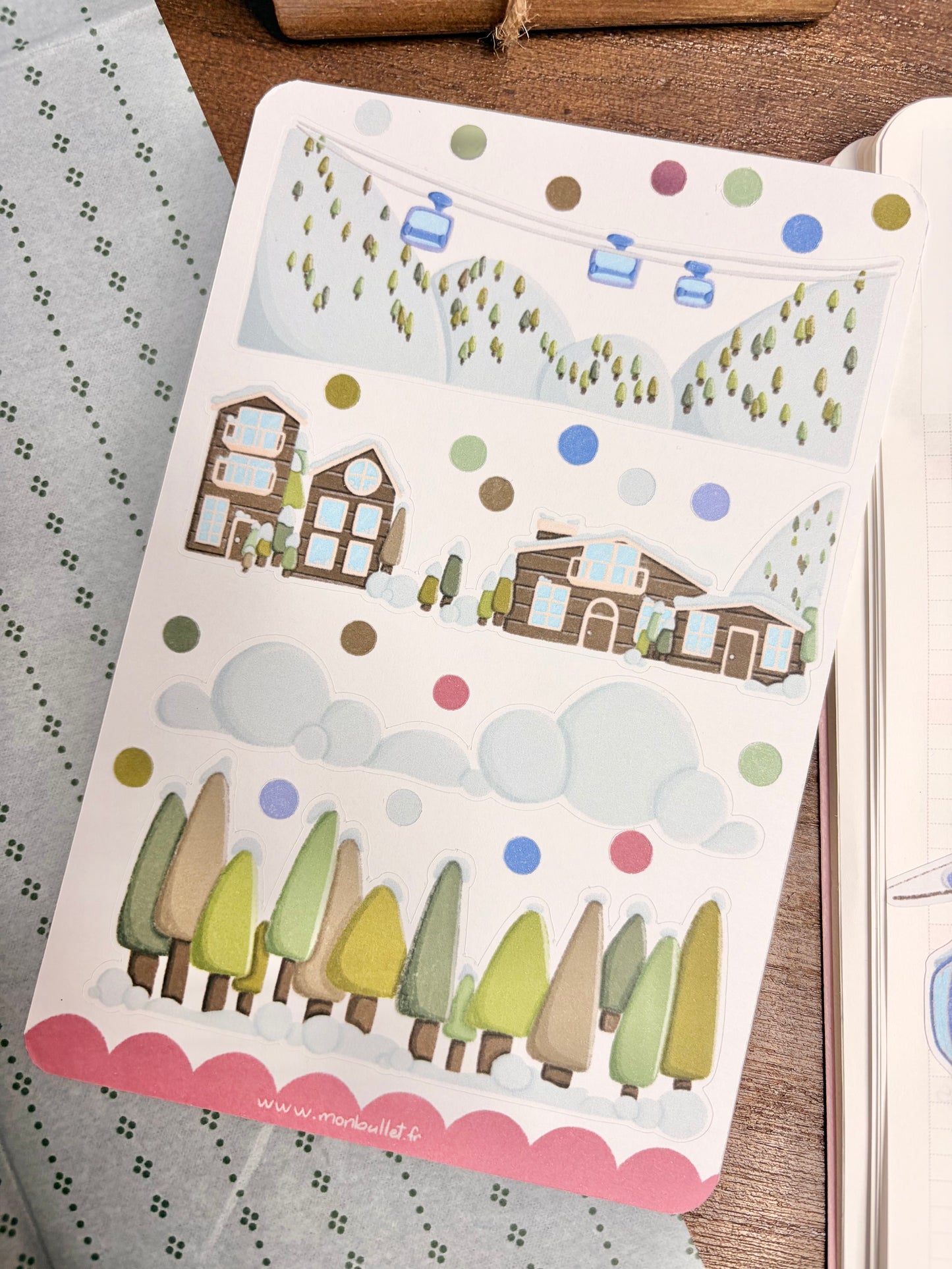 Feuille d’autocollants / stickers mat « Ski » ( bullet ,journaling , déco , scrap , …etc)