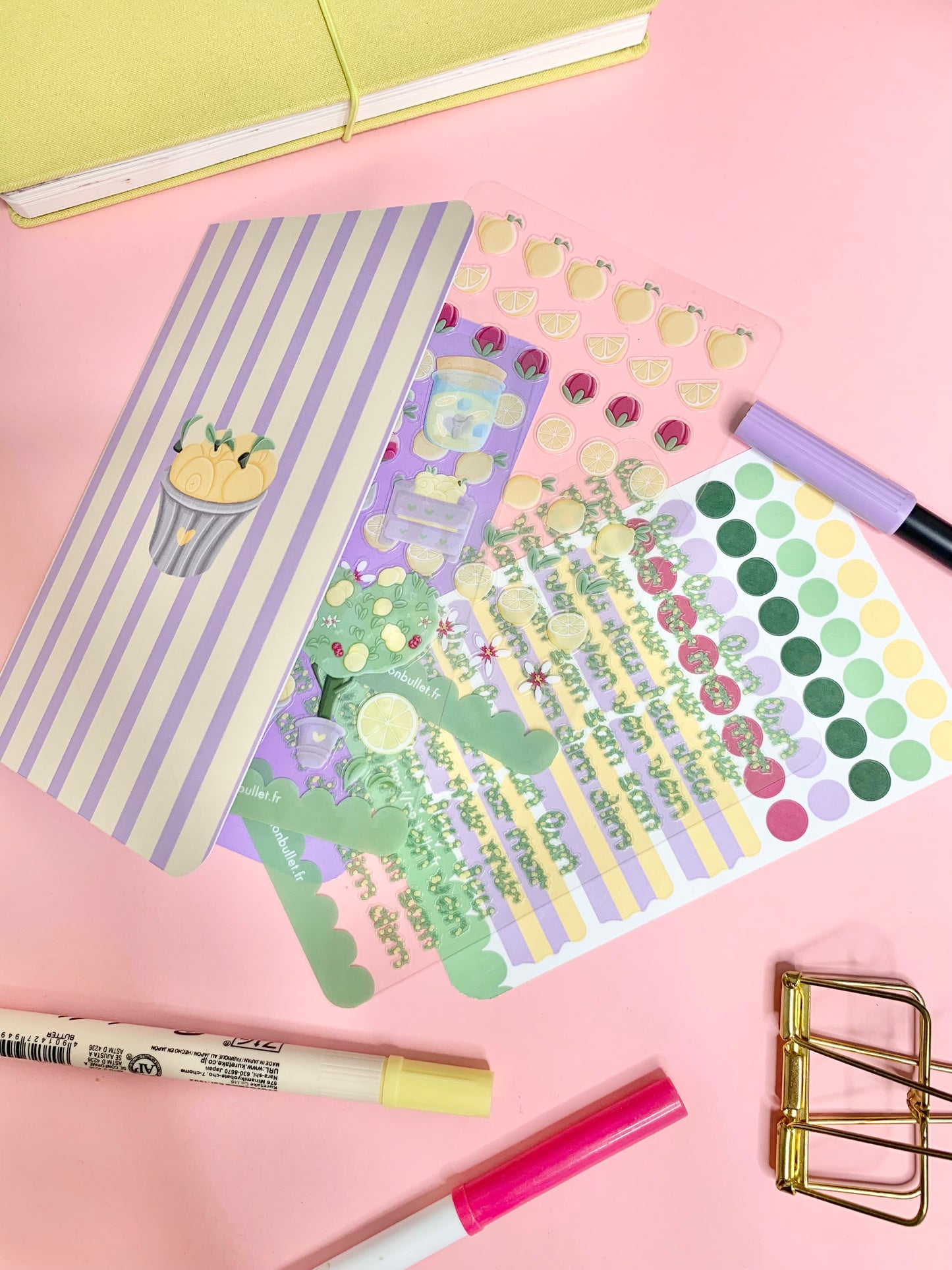 Kit d’autocollants « Sooooo lemony » pour faire un mois de bullet rapidement( bullet ,journaling , déco , scrap , …etc)