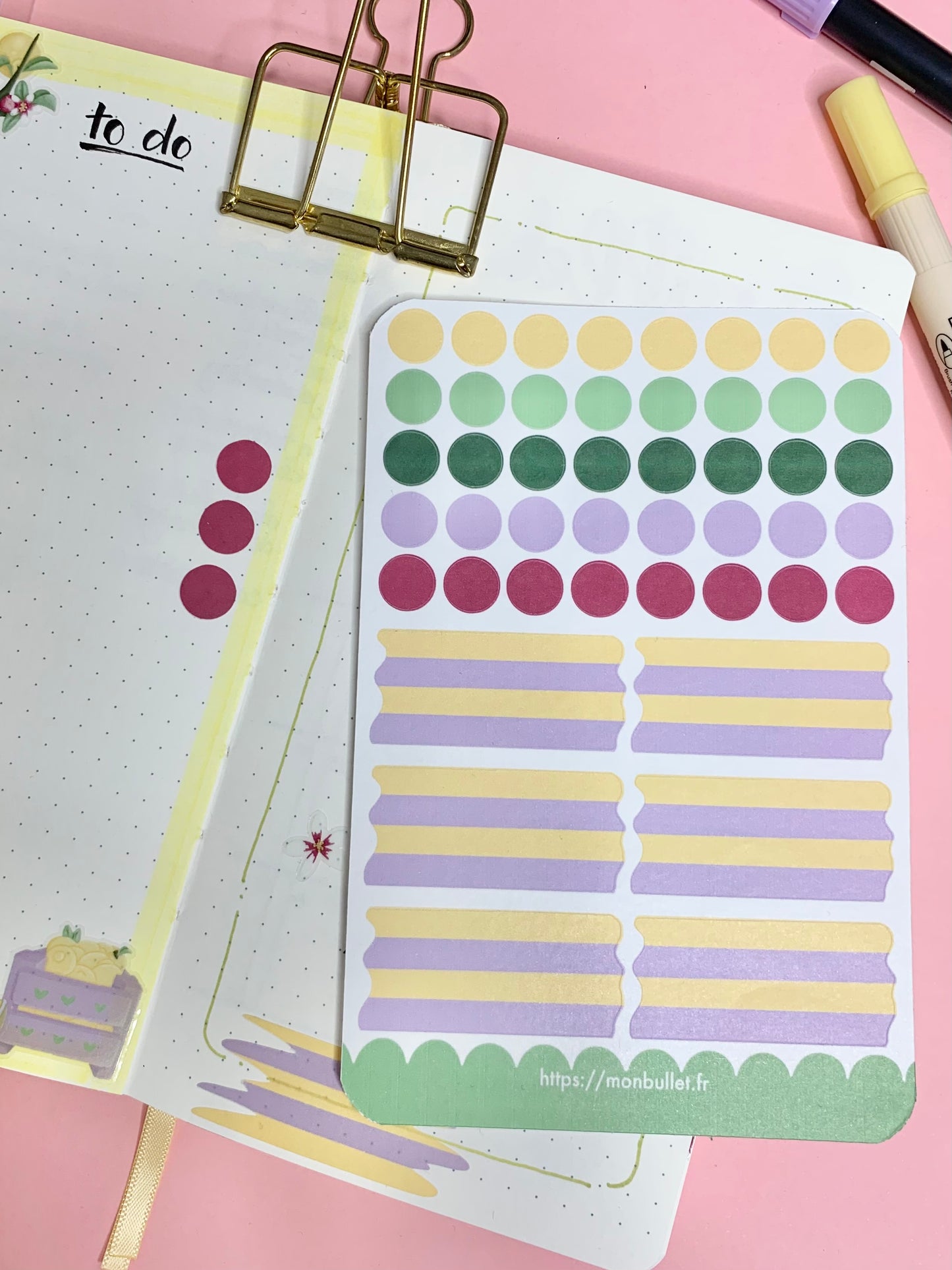 Feuille d’autocollants / stickers ronds « Soooo lemony » ( bullet ,journaling , déco , scrap , …etc)