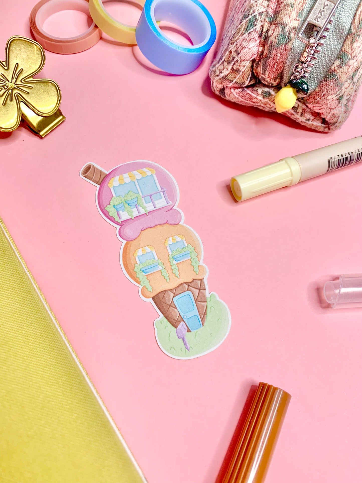 Die-cut / Autocollant/sticker mat « Dreamy ice cream » ( bullet ,journaling , déco , scrap , …etc)