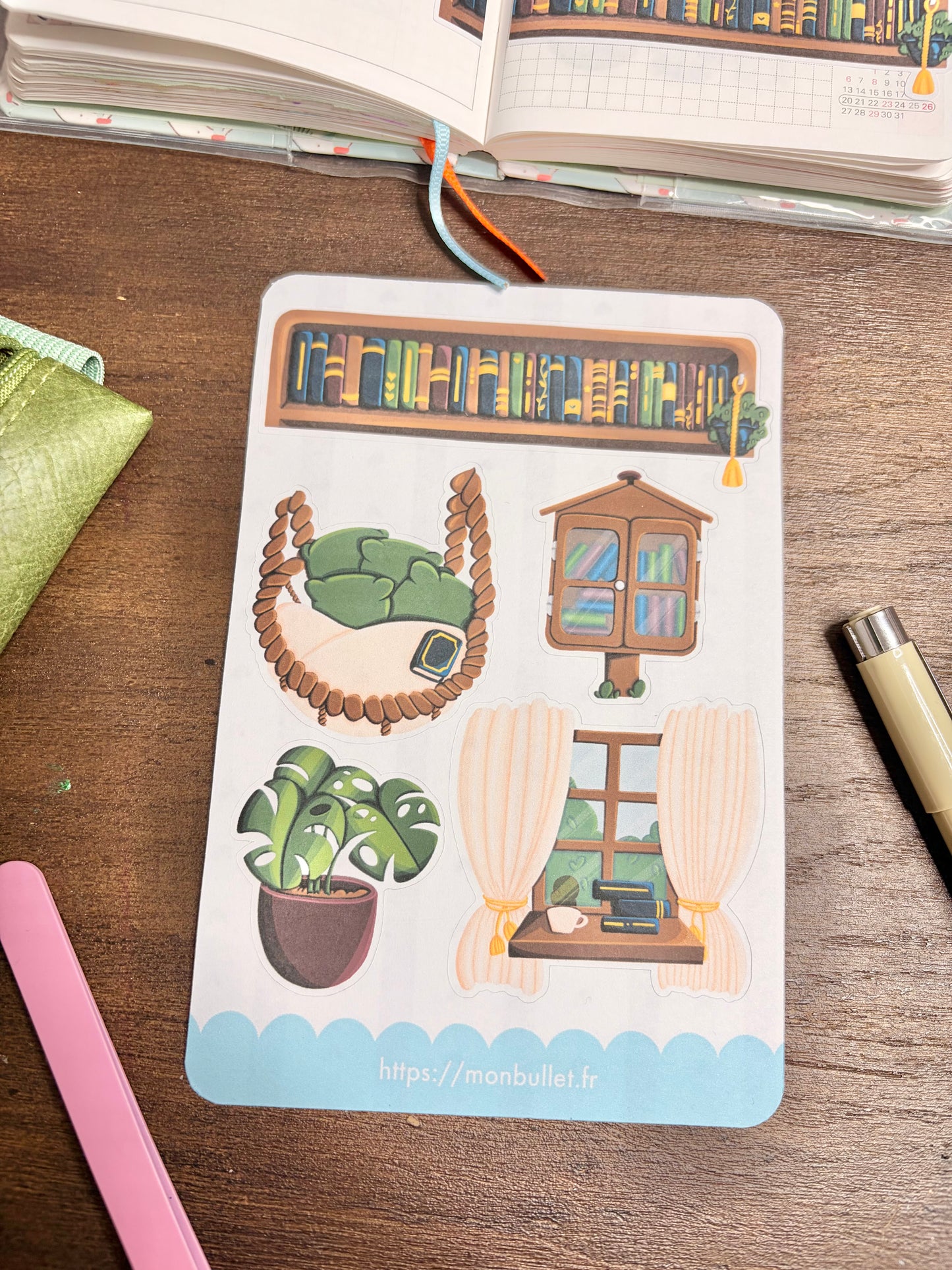 Feuille d’autocollants / stickers mat « Cosy & books » ( bullet ,journaling , déco , scrap , …etc)