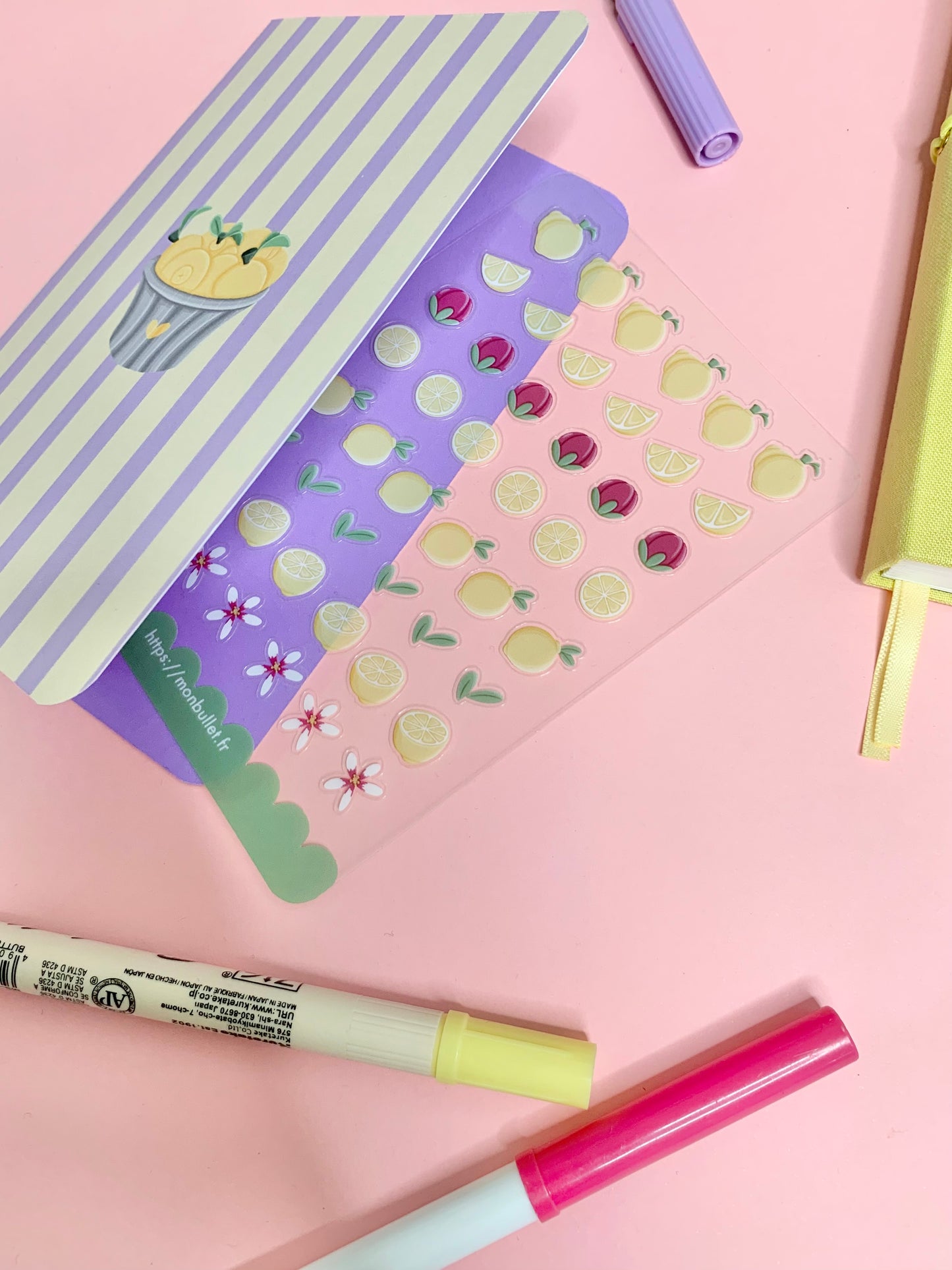 Feuille d’autocollants / stickers mat « Sooo lemony » ( bullet ,journaling , déco , scrap , …etc)