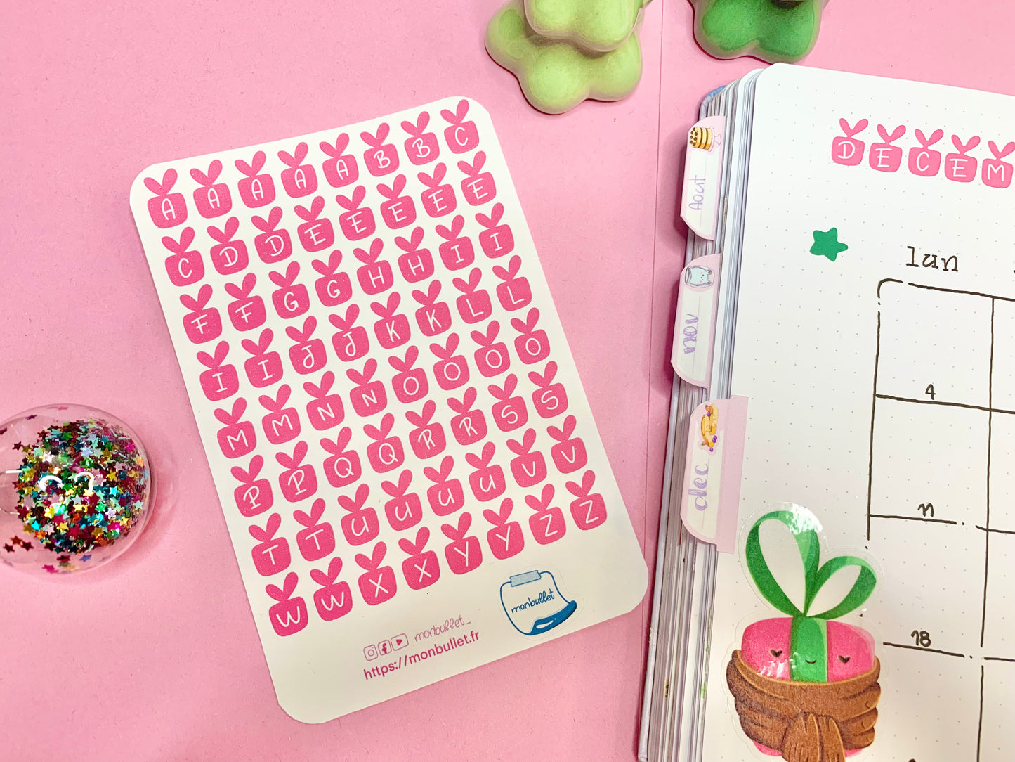 Feuille d’autocollants / stickers mat lettres Gift’s dailie( bullet ,journaling , déco , scrap , …etc)