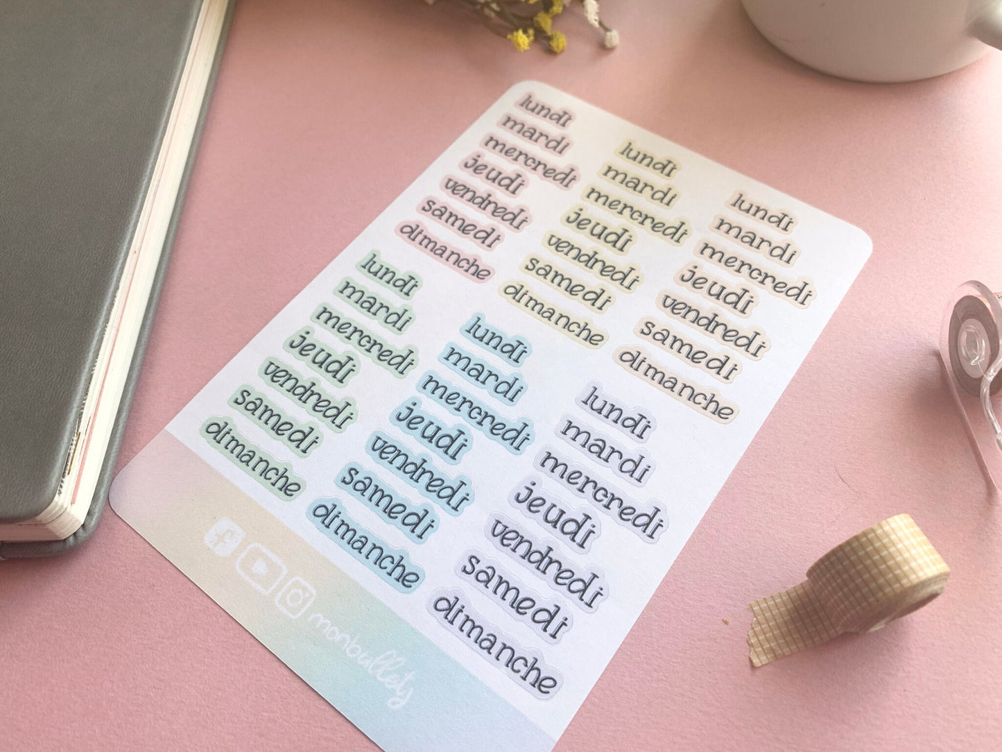 Feuille d’autocollants / stickers jours de la semaine