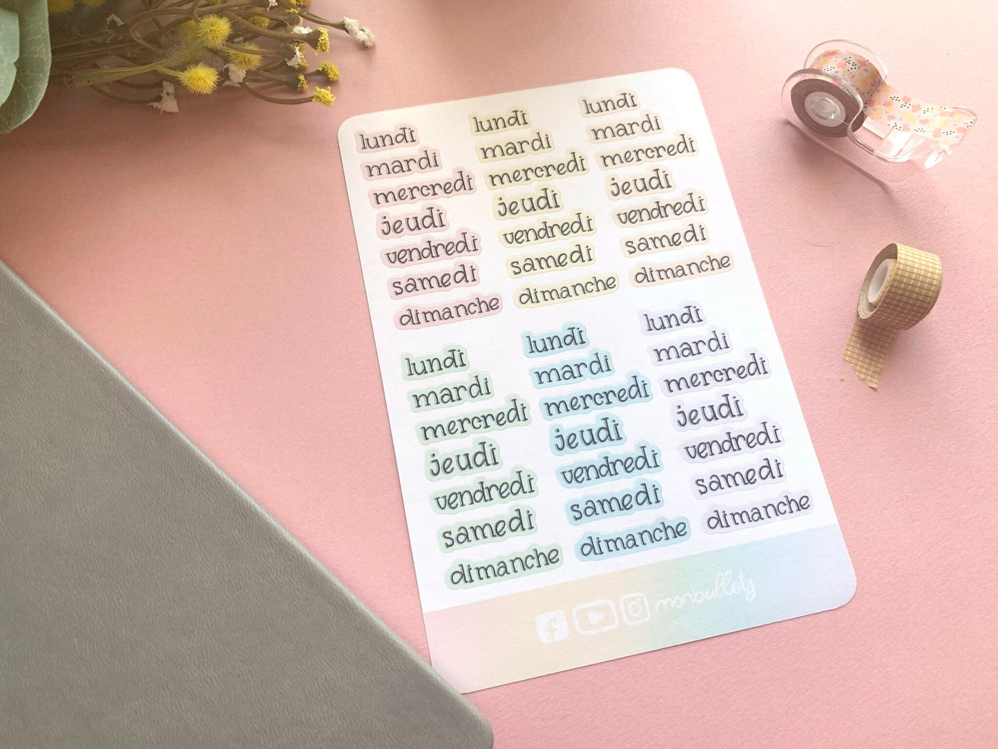 Feuille d’autocollants / stickers jours de la semaine