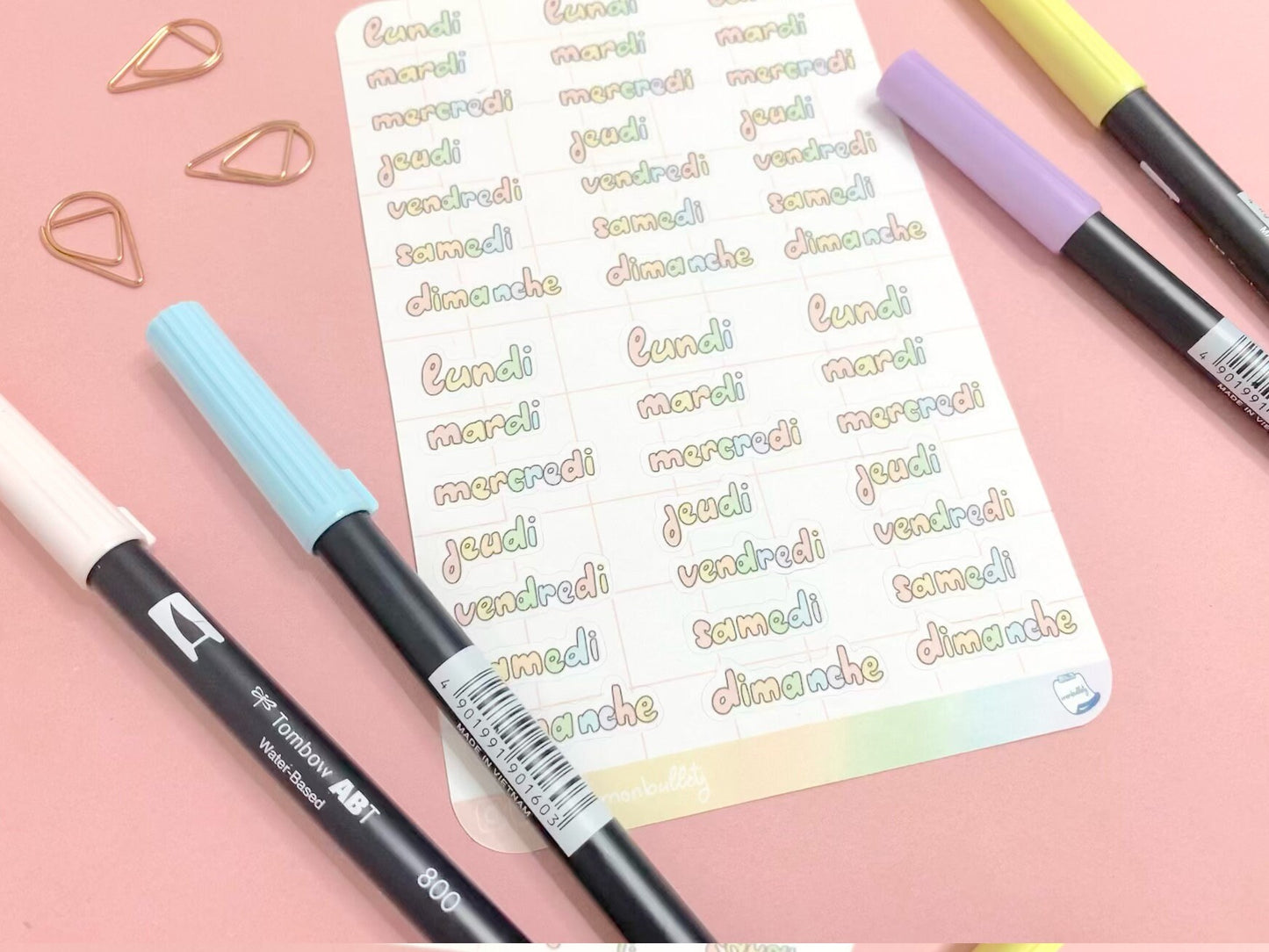 Feuille d’autocollants / stickers jours de la semaine V3.0