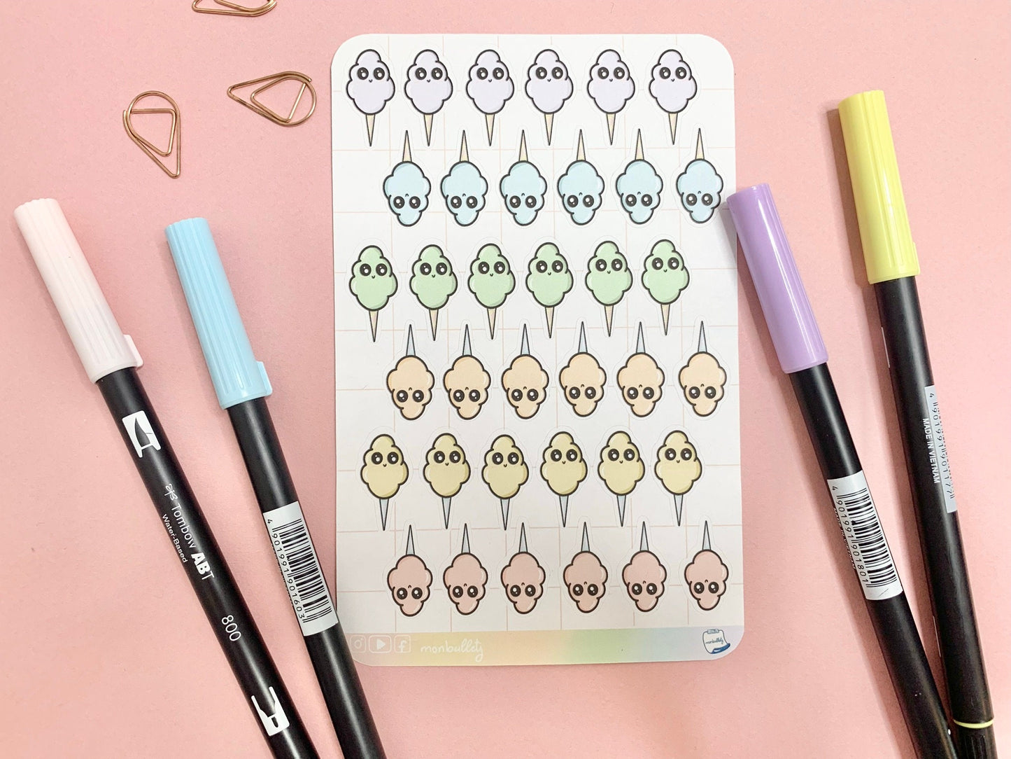 Feuille d’autocollants / stickers cotton candy
