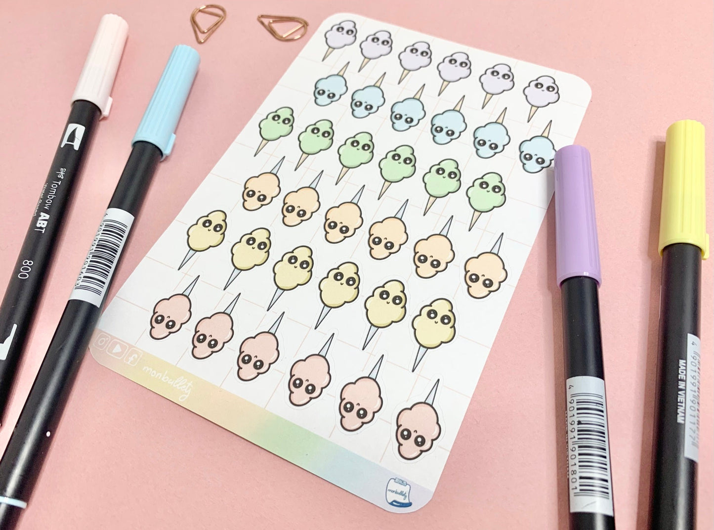 Feuille d’autocollants / stickers cotton candy