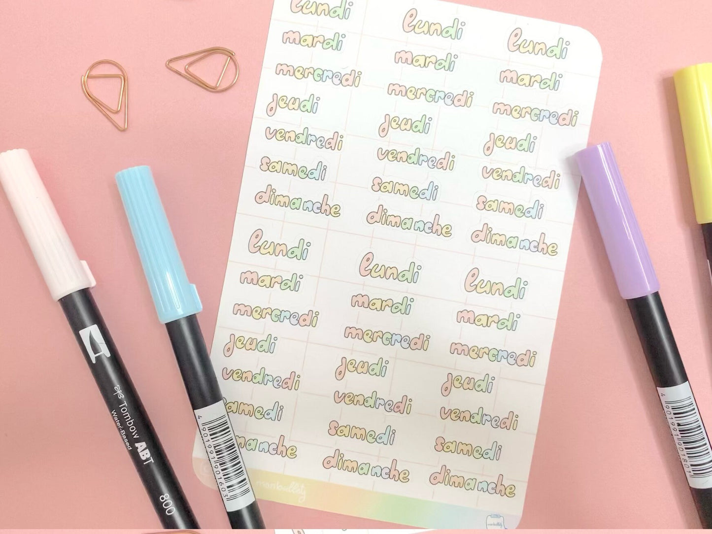 Feuille d’autocollants / stickers jours de la semaine V3.0