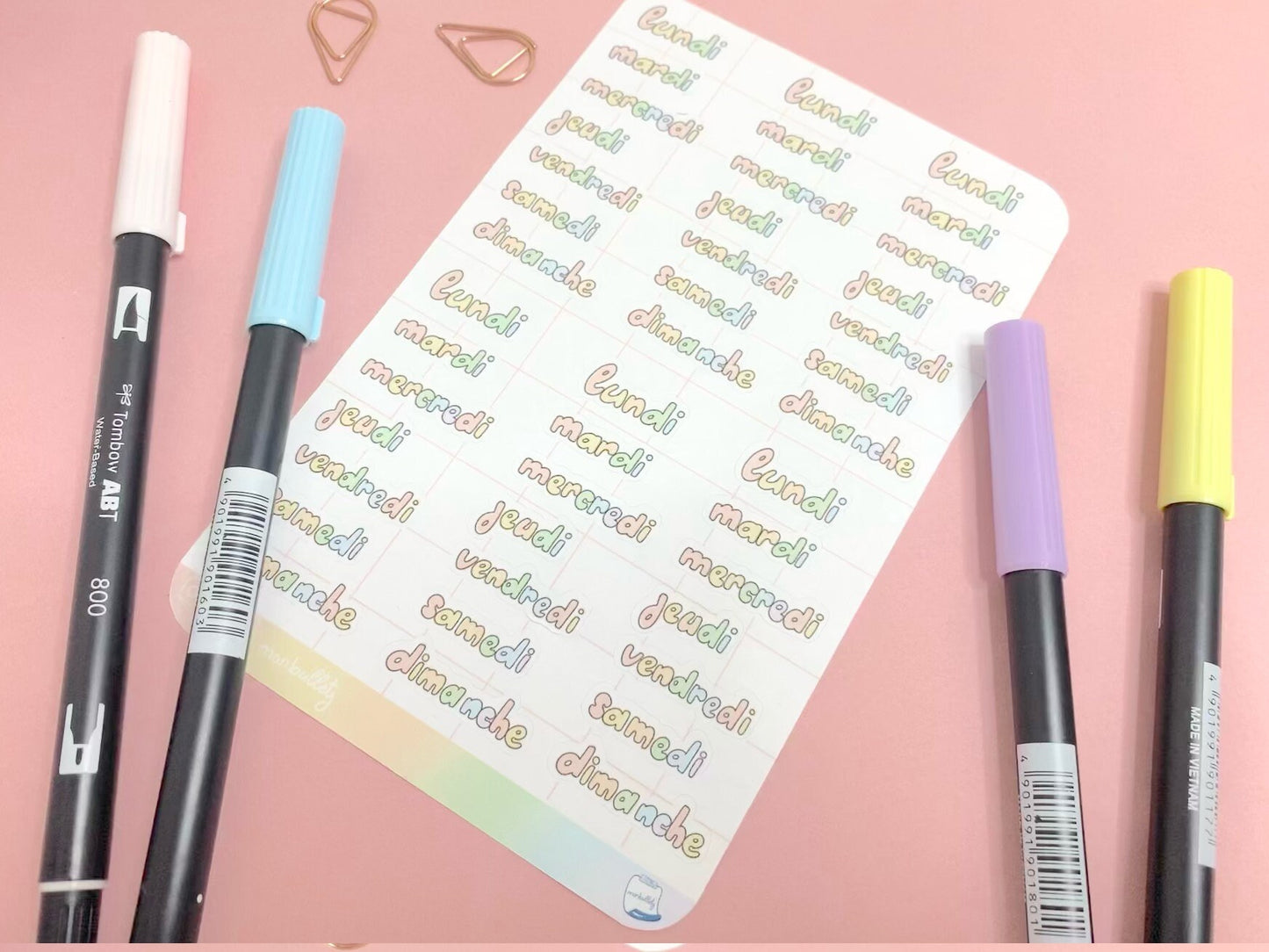 Feuille d’autocollants / stickers jours de la semaine V3.0