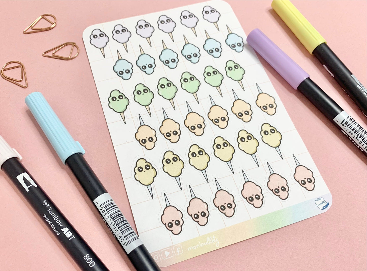 Feuille d’autocollants / stickers cotton candy
