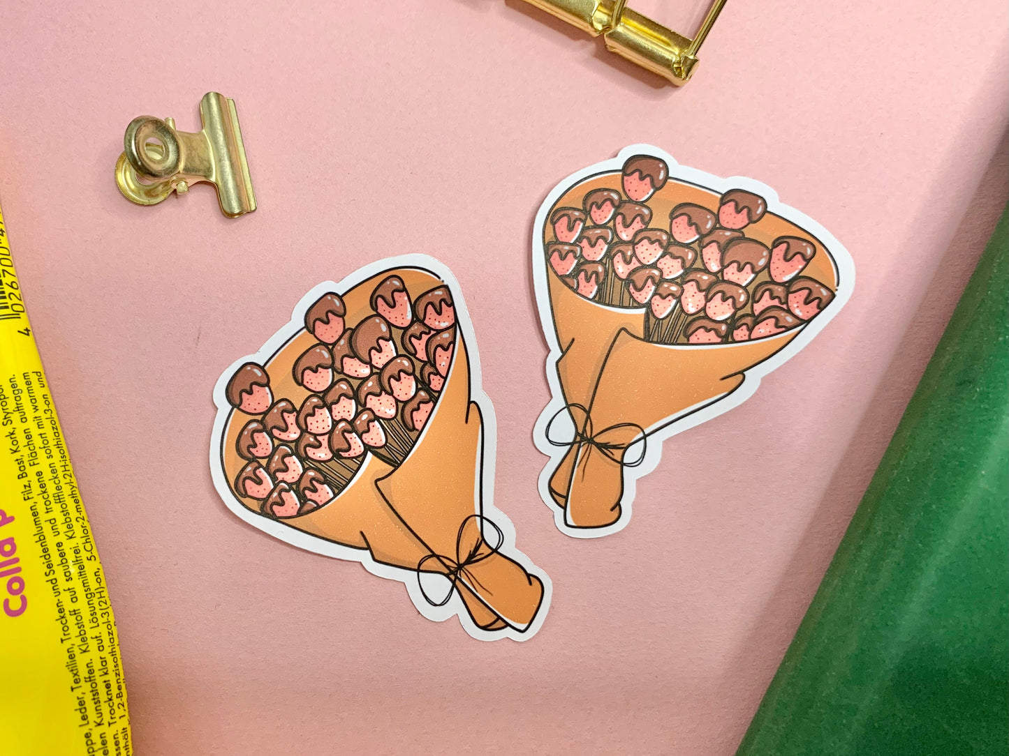 Die-cut / Autocollant/sticker mat brochettes fraises chocolat ( bullet ,journaling , déco , scrap , …etc)