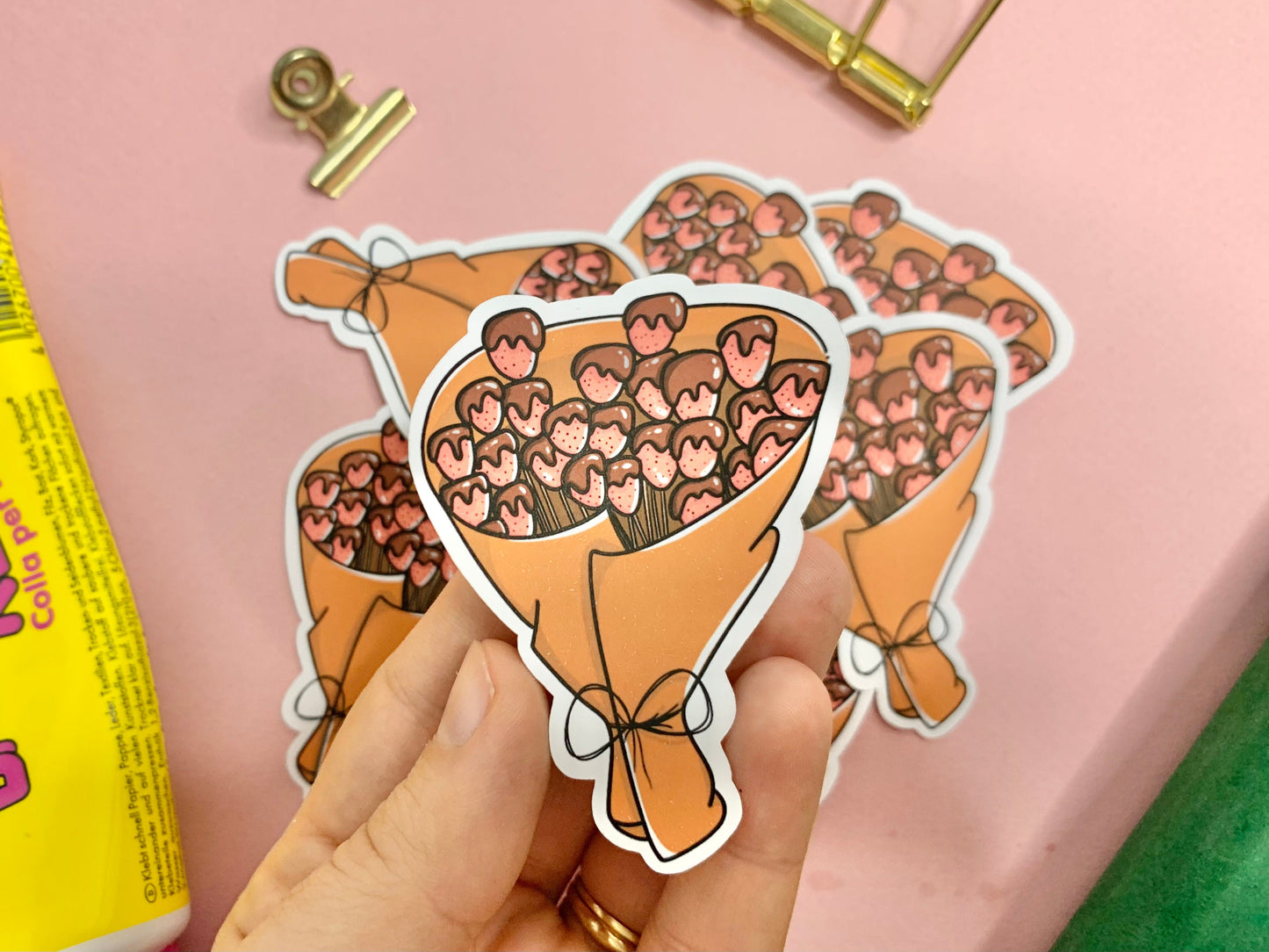 Die-cut / Autocollant/sticker mat brochettes fraises chocolat ( bullet ,journaling , déco , scrap , …etc)