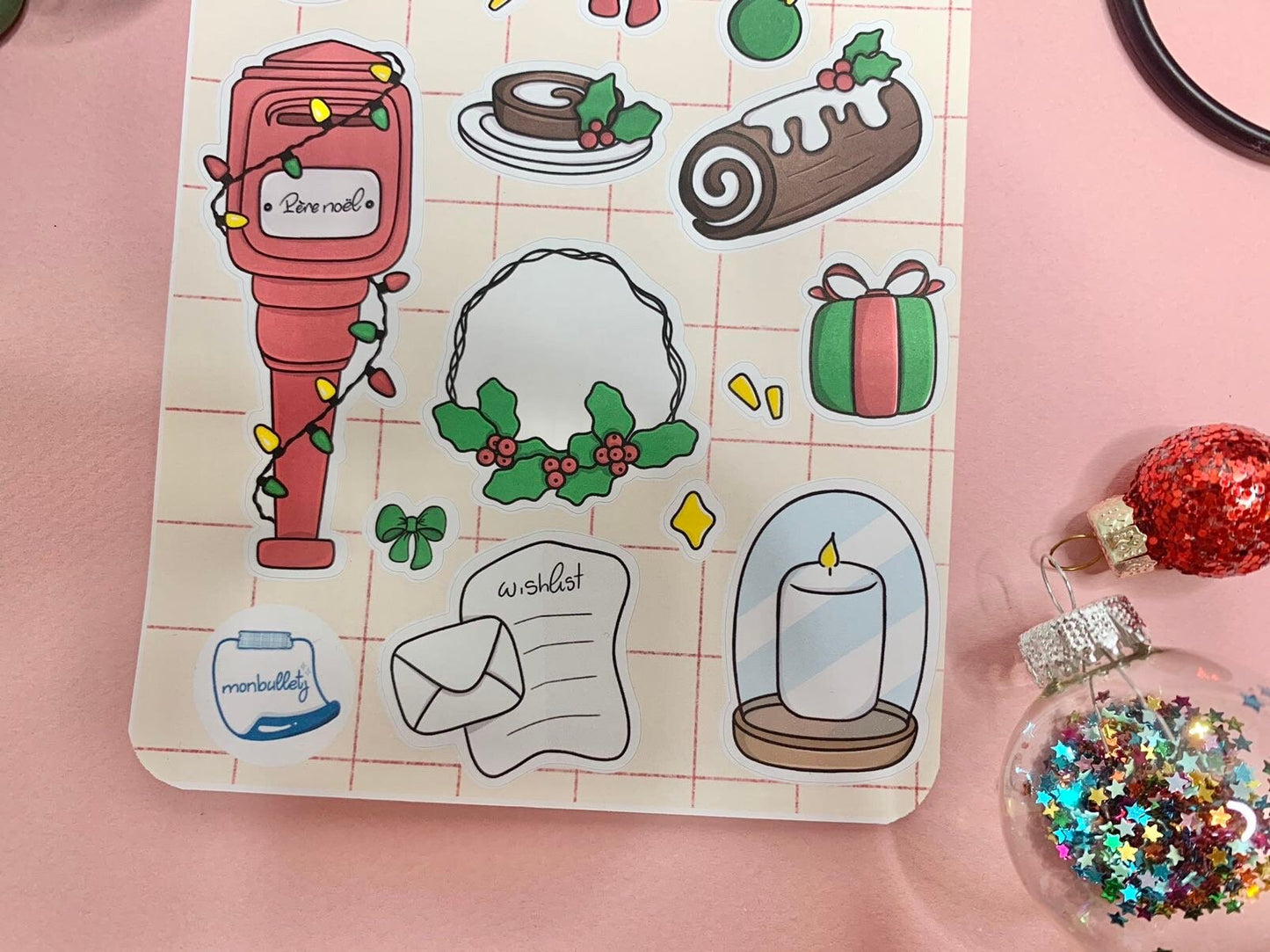 Feuille d’autocollants / stickers mat Noël mood ( bullet ,journaling , déco , scrap , …etc)