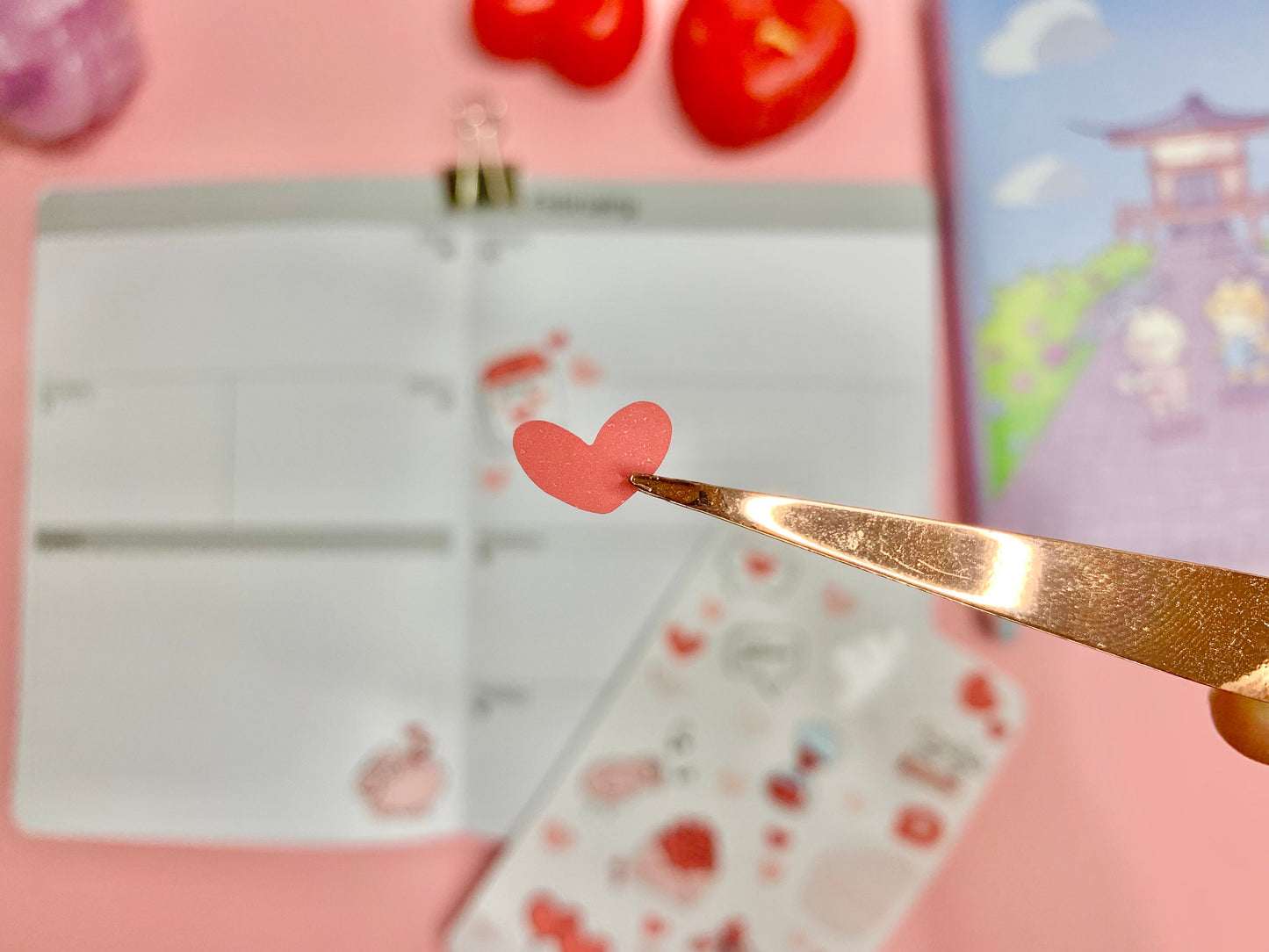 Feuille d’autocollants / stickers mat Saint-Valentin ( bullet ,journaling , déco , scrap , …etc)