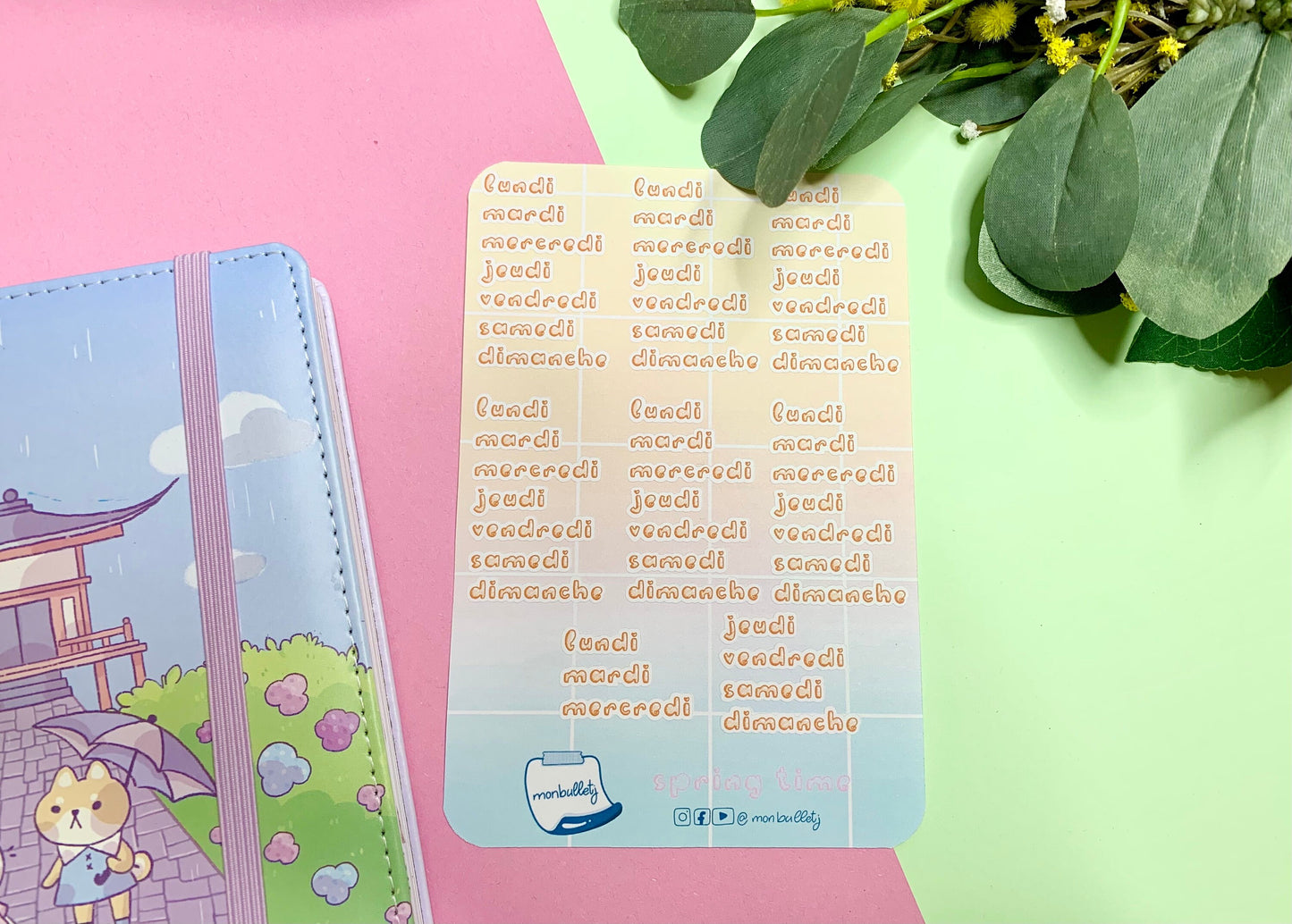 Feuille d’autocollants / stickers mois de l’annu français mat ( bullet ,journaling , déco , scrap , planner, agenda, …etc)