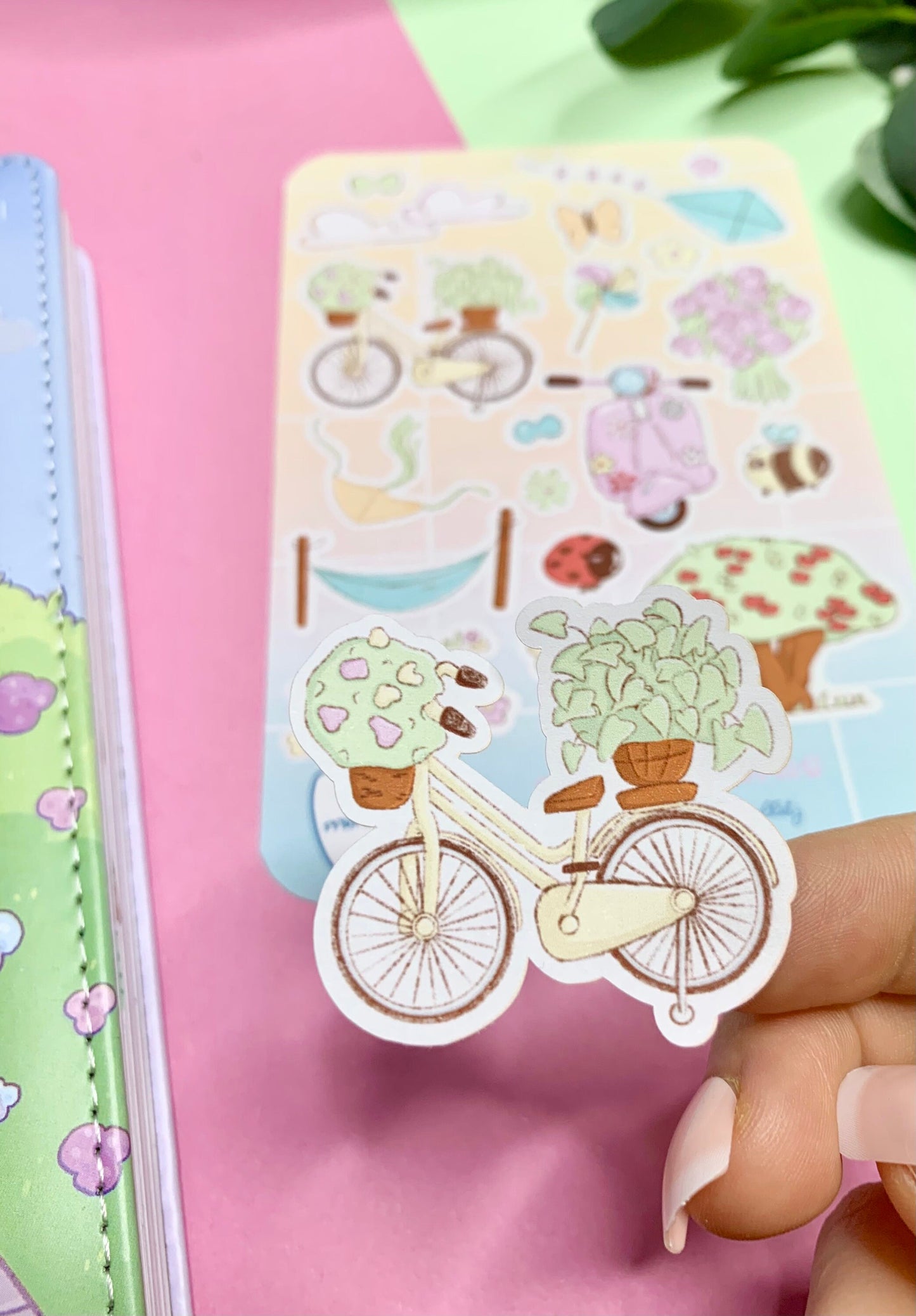 Feuille d’autocollants / stickers mat printemps ( bullet ,journaling , déco , scrap , …etc)