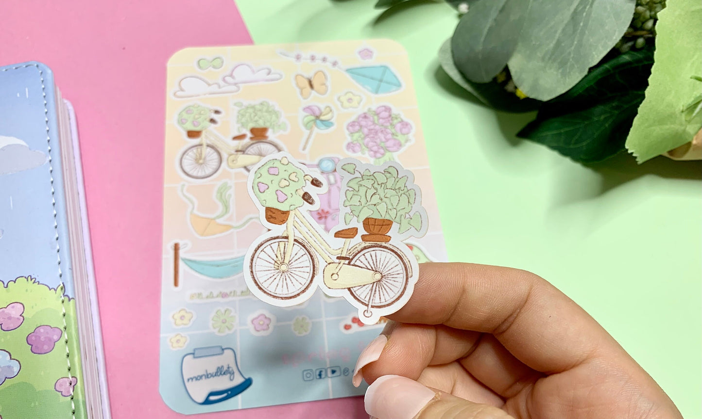 Feuille d’autocollants / stickers mat printemps ( bullet ,journaling , déco , scrap , …etc)