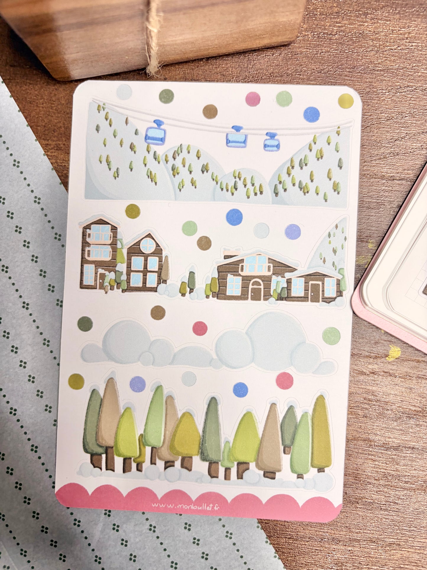 Feuille d’autocollants / stickers mat « Ski » ( bullet ,journaling , déco , scrap , …etc)