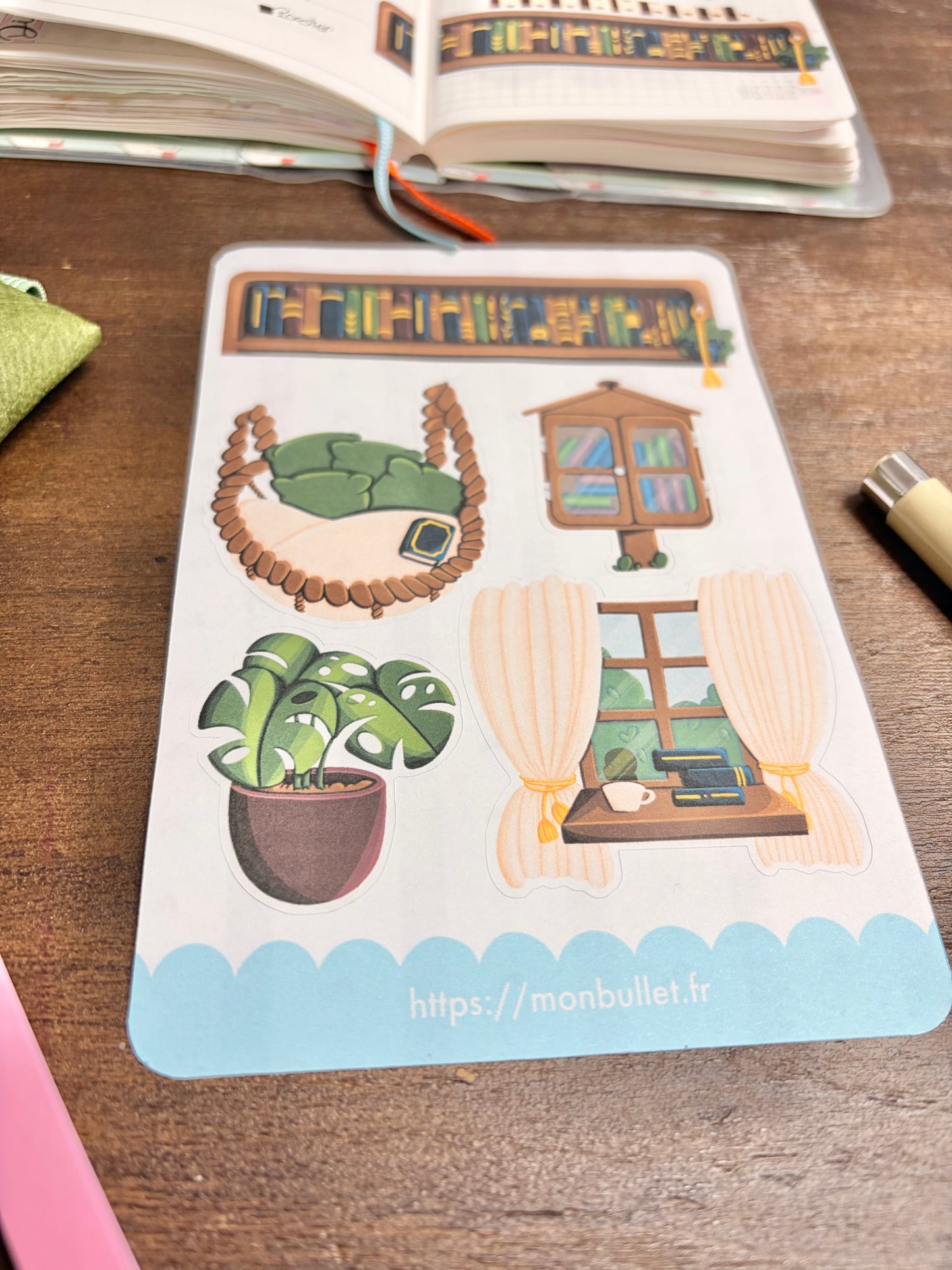 Feuille d’autocollants / stickers mat « Cosy & books » ( bullet ,journaling , déco , scrap , …etc)