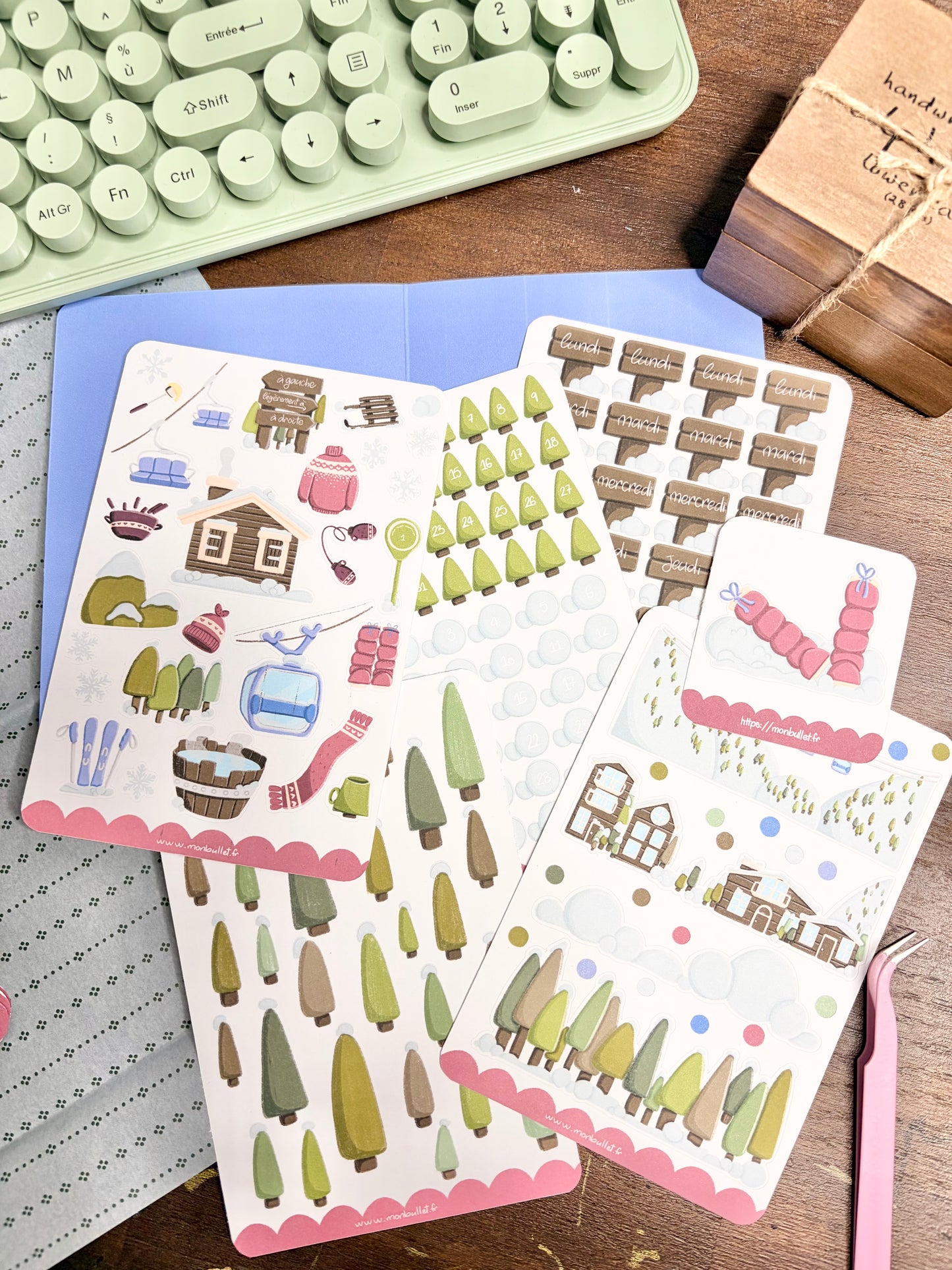 Kit d’autocollants  « Ski » pour faire un mois de bullet rapidement( bullet ,journaling , déco , scrap , …etc)