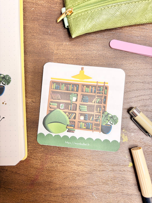 Die-cut / Autocollant/sticker brillant transparent « Cosy & book » ( bullet ,journaling , déco , scrap , …etc)