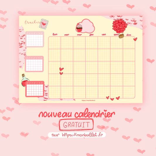 Calendrier mensuel digital « Valentine’s day»