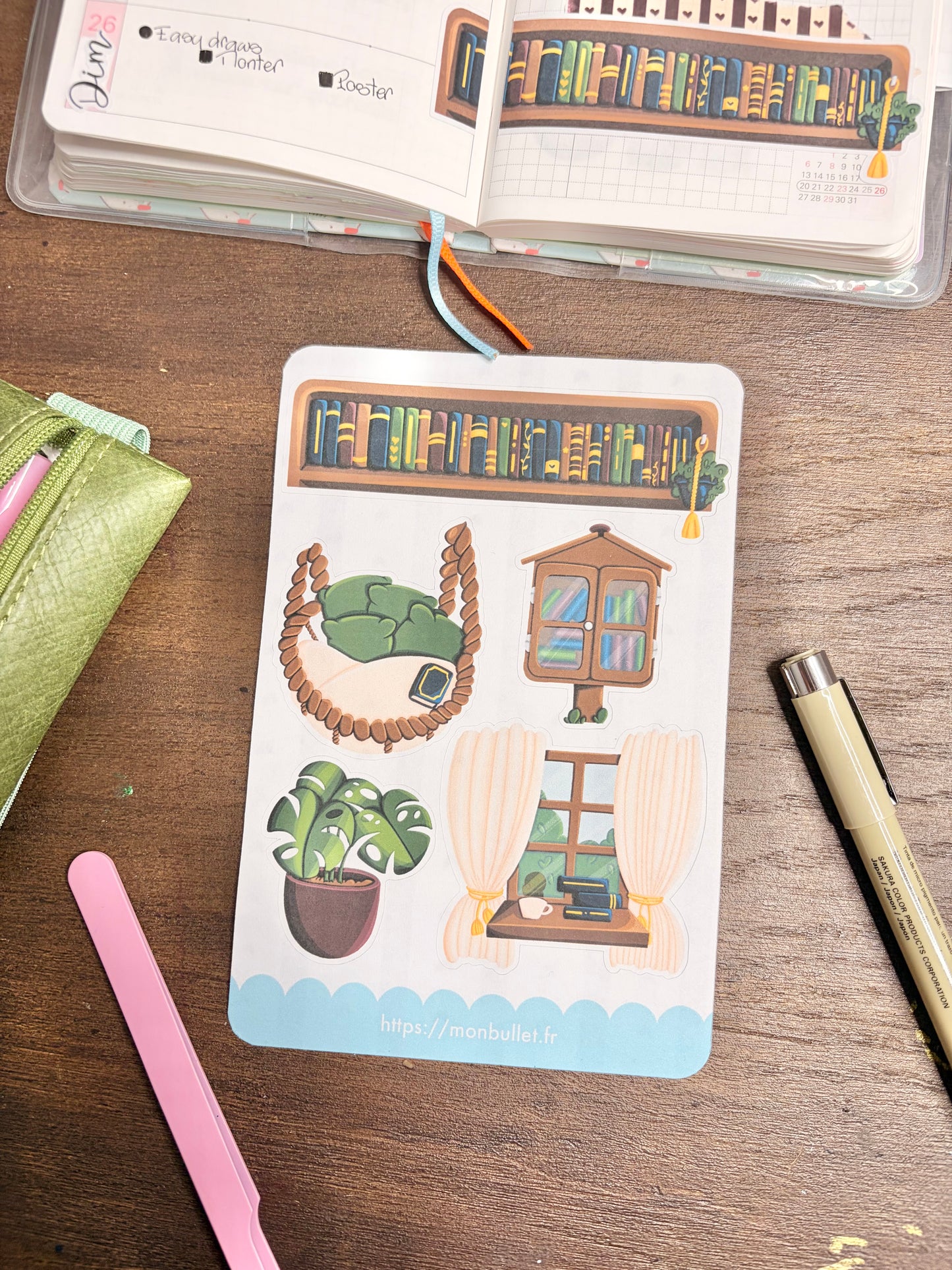 Feuille d’autocollants / stickers mat « Cosy & books » ( bullet ,journaling , déco , scrap , …etc)