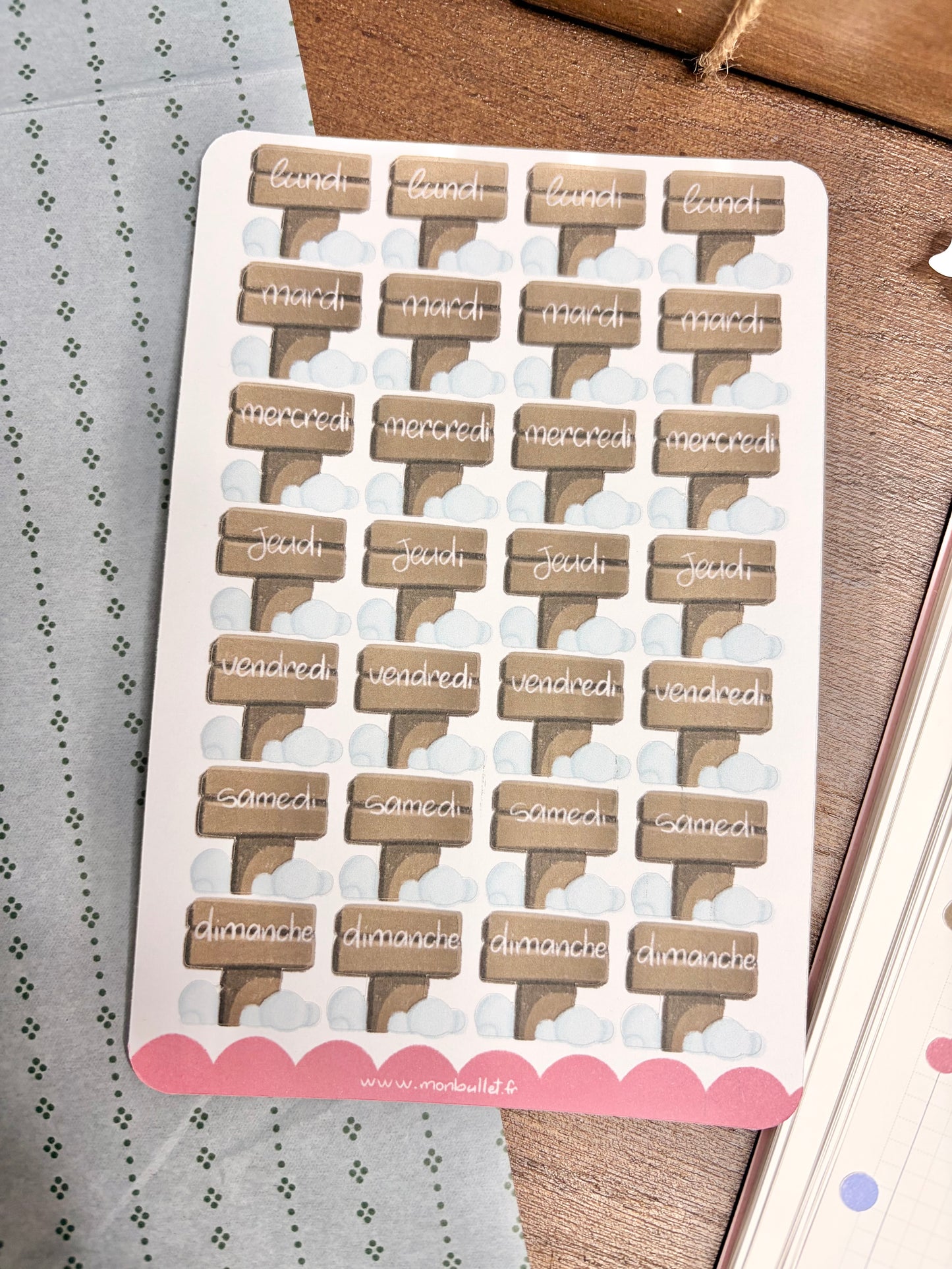 Feuille d’autocollants / stickers mat  jours « Ski » ( bullet ,journaling , déco , scrap , …etc)