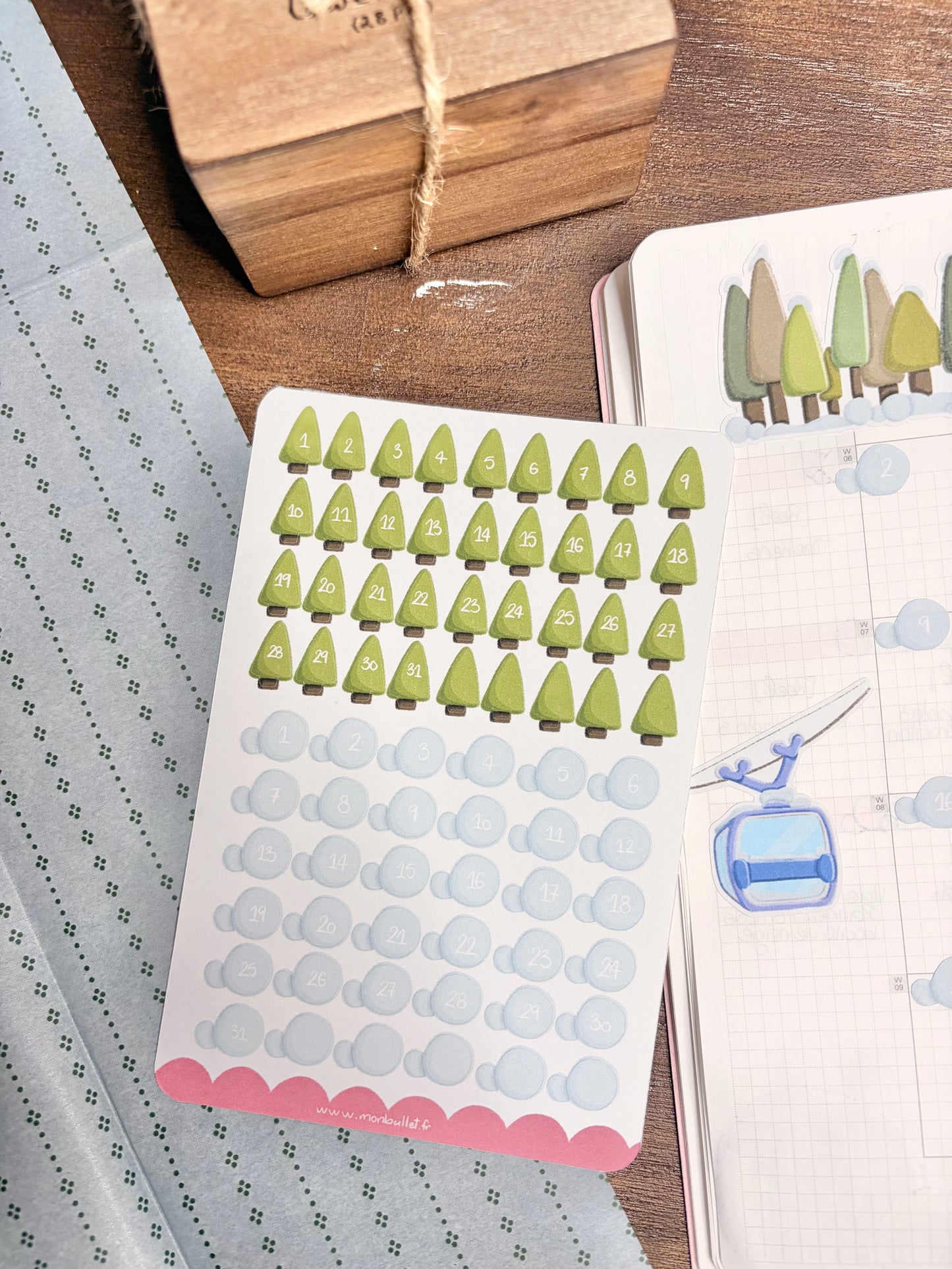 Kit d’autocollants  « Ski » pour faire un mois de bullet rapidement( bullet ,journaling , déco , scrap , …etc)