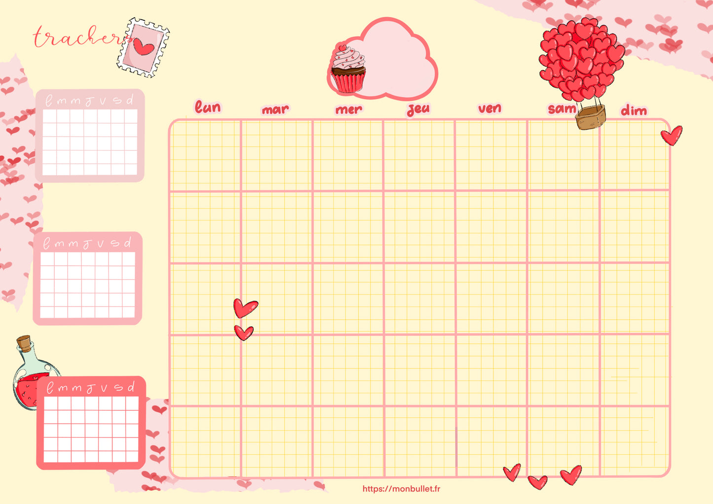 Calendrier mensuel digital « Valentine’s day»