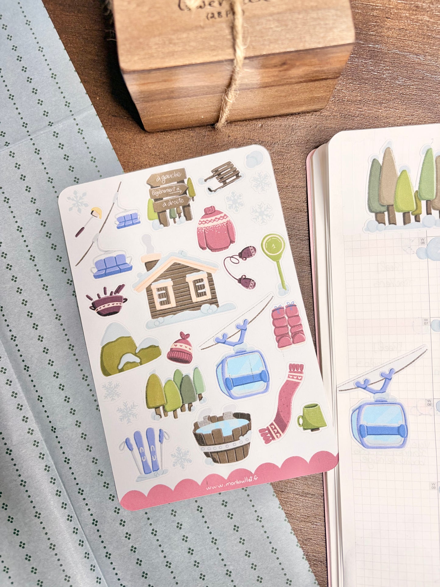 Kit d’autocollants  « Ski » pour faire un mois de bullet rapidement( bullet ,journaling , déco , scrap , …etc)