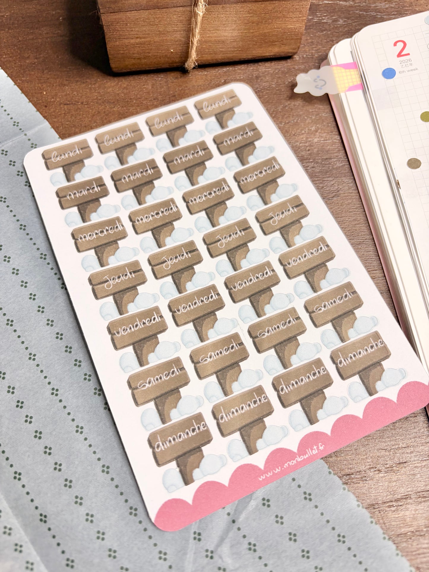Feuille d’autocollants / stickers mat  jours « Ski » ( bullet ,journaling , déco , scrap , …etc)