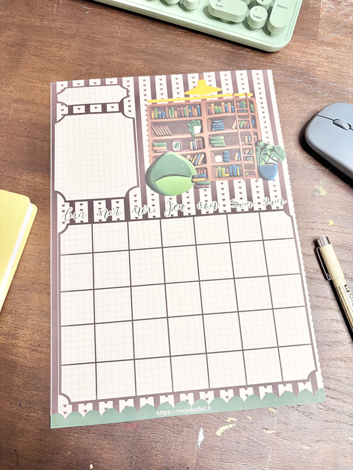 Calendrier mensuel digital « Cosy & book »