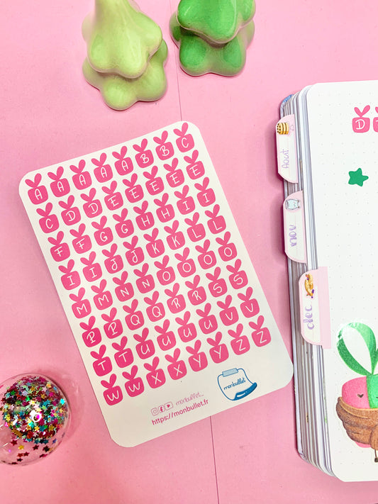 Feuille d’autocollants / stickers mat lettres Gift’s dailie( bullet ,journaling , déco , scrap , …etc)
