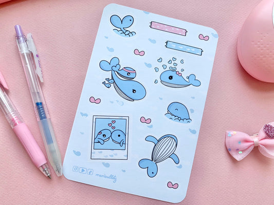 Feuille d’autocollants / stickers «  Very whale »