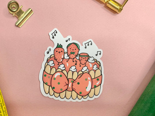 Die-cut / Autocollant/sticker mat fraisier disco ( bullet ,journaling , déco , scrap , …etc)