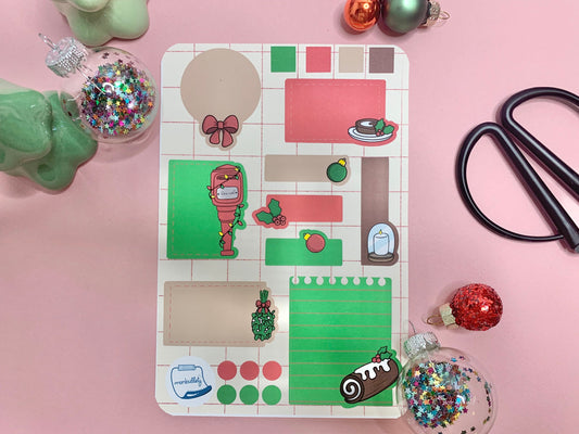 Feuille d’autocollants / stickers mat fonds  Noël mood ( bullet ,journaling , déco , scrap , …etc)