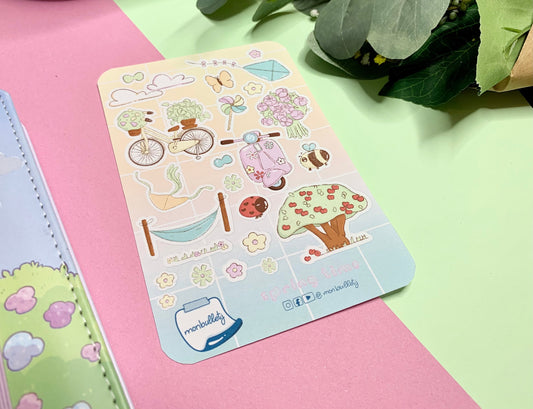 Feuille d’autocollants / stickers mat printemps ( bullet ,journaling , déco , scrap , …etc)